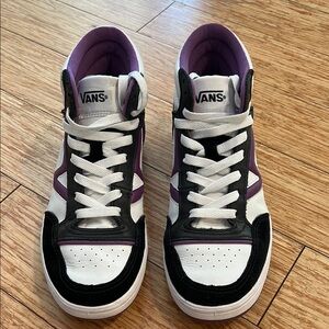 Vans High-Top Sneakers in Black, Purple, and White